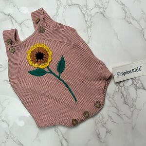 NWT Simplee Kids Knit Baby Romper // Newborn // Sunflower
